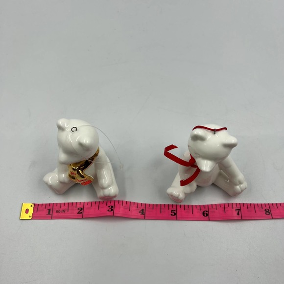 Department 56 Vintage Teddy Bear Ornaments Christmas Solid White Fine China 2 - Picture 8 of 8